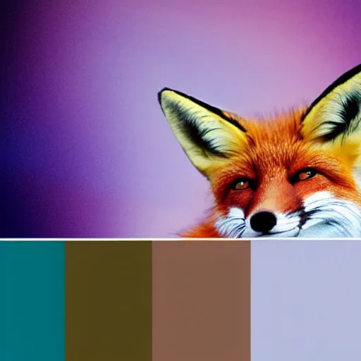 Image similar to a fox laying back relaxing, dreaming of infinity, elegant color palette