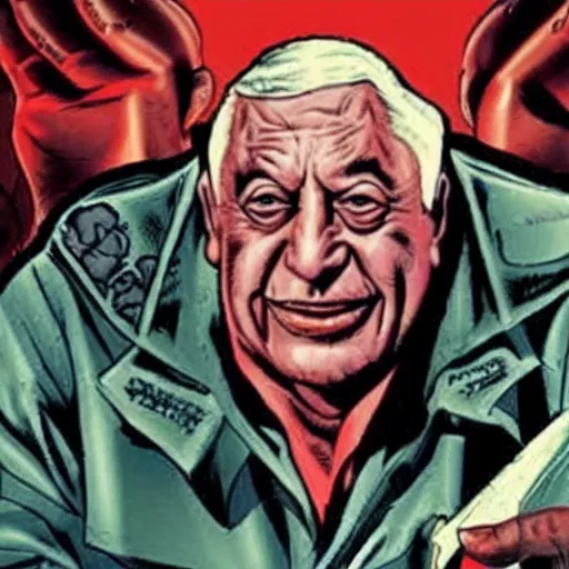 Prompt: Ariel Sharon as a Marvel Comics supervillain