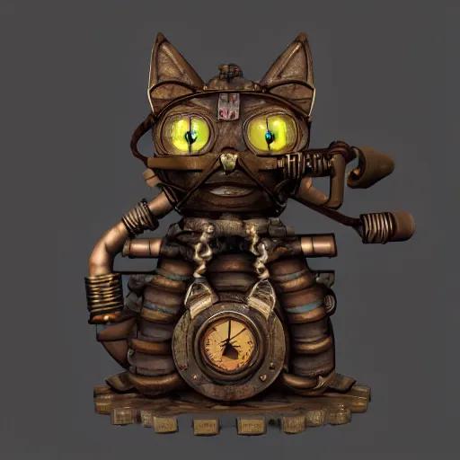 Image similar to steampunk cat shaman octane render style of arcane