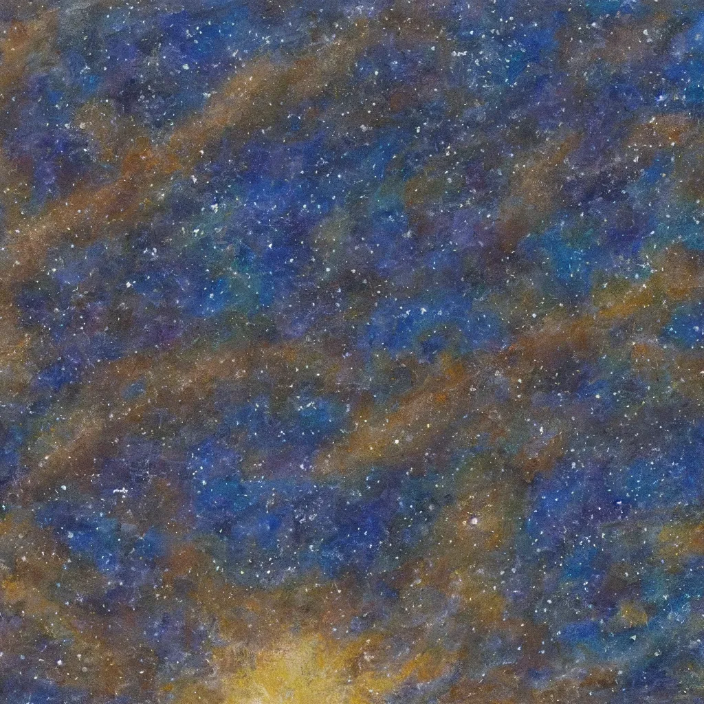 Image similar to oil painting closeup of a pacific golden plover flying in front of a swirling galaxy, shimmering stars, milky way