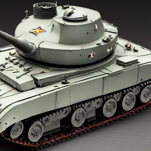 Image similar to 1/35 scale model of T-34-85, high quality, Model photograph, high detail, 8k, studio lighting