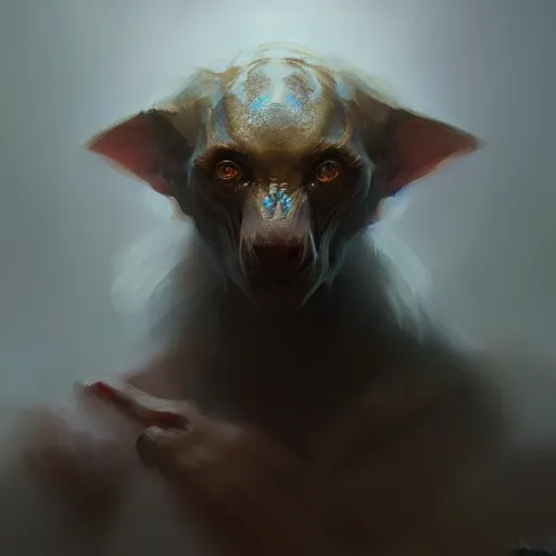 Image similar to humanoid animal hybrid, concept art oil painting, portrait ethereal by jama jurabaev, greg rutkowski extremely detailed, brush hard, artstation, soft light