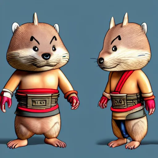 Prompt: anthropomorphic beaver Character design, original design by Akira Toriyama, samurai, tough mood, 8k, Akira Toriyama, highly detailed