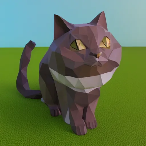 Image similar to a lovely cat sending kisses, low poly, 3d render