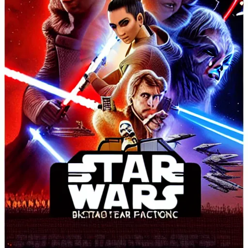 Image similar to super detailed star wars movie poster with ben shapiro, snooki and kim kardashian, 8k full HD photo, cinematic lighting, anatomically correct, oscar award winning, action filled, correct eye placement,