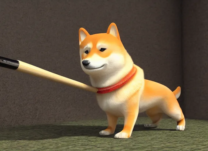 Prompt: buff humanoid shiba inu holding a baseball bat. Horror. Highly detailed 8k, fantasy