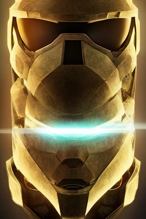 Image similar to robot ninja mask helmet halo master chief radiating a glowing aura global illumination ray tracing hdr fanart arstation by ian pesty and katarzyna da „ bek - chmiel