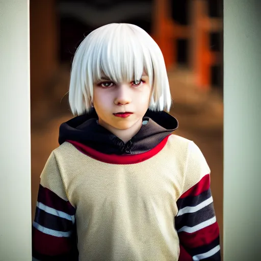 Image similar to portrait photo still of a young asriel dreemurr from undertale, 8 k, 8 5 mm f 1. 8