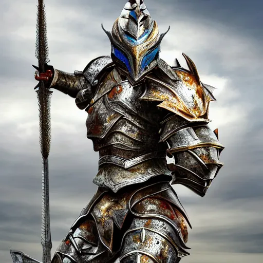Prompt: warrior with metal dragon armour, highly detailed, 4k, HDR, smooth, sharp focus, hyper realistic, high resolution