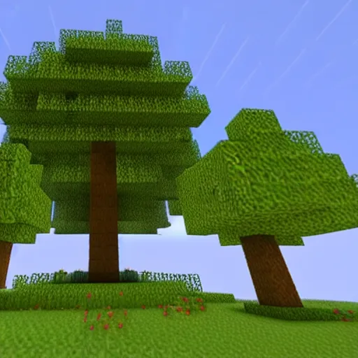 Image similar to a big tree with chihiro vibes in minecraft