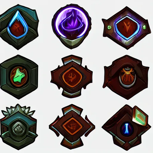 Prompt: ice mage skills icons set, UI, HD sticker, line art, trending on artstation