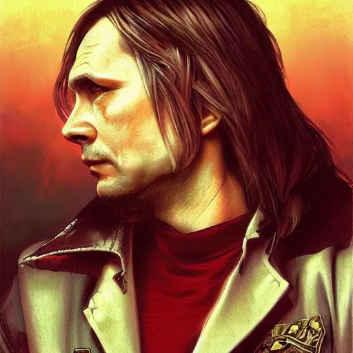 Prompt: Vladimir Putin as Kurk Cobain from Nirvana, portrait, highly detailed, digital painting, artstation, concept art, smooth, sharp focus, illustration, cinematic lighting, art by artgerm and greg rutkowski and alphonse mucha