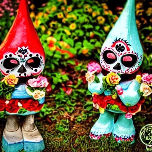 Prompt: day of the dead garden gnomes HDR flickr style award winning