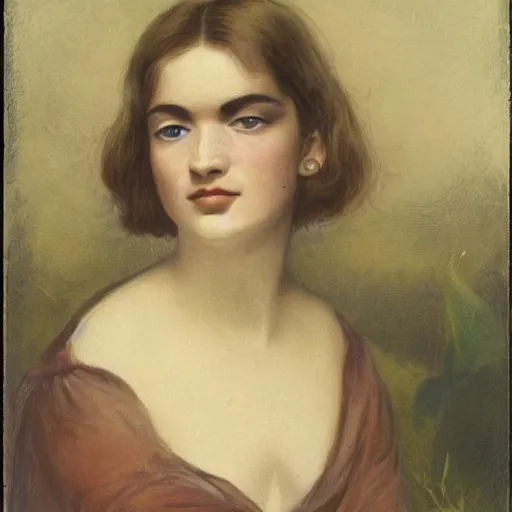 Image similar to a young lady, with the beauty of a standard white man, whose eyebrows are mixed with mystery and wildness