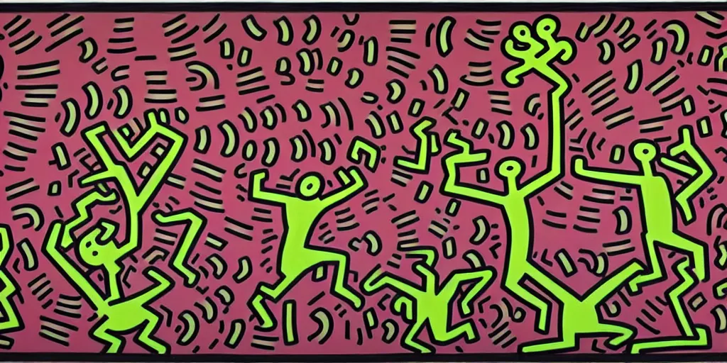 Image similar to Keith haring, crack is wack painting,