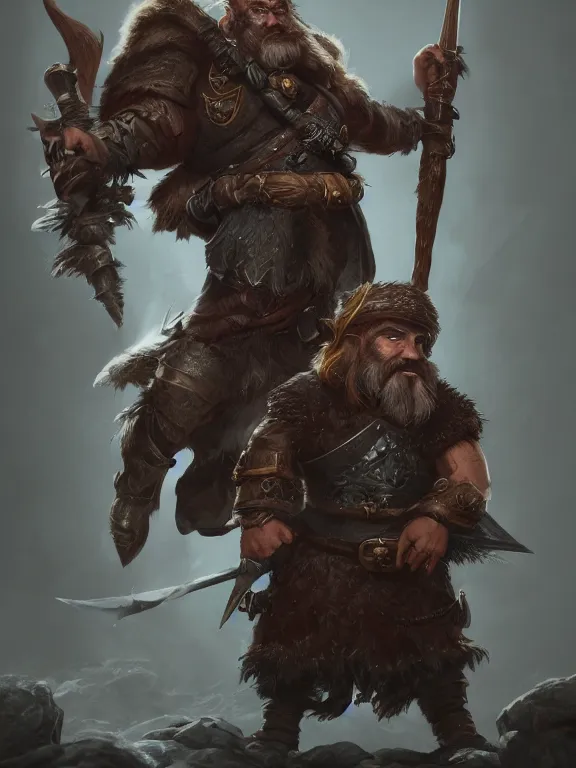 Prompt: High Fantasy Dwarf Hunter with his Raven, RPG Portrait Reference, Oil Painting, Trending on Artstation, octane render, Insanely Detailed, 8k, HD