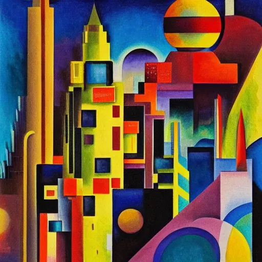 an art deco city of the future, painted by wassily Stable Diffusion