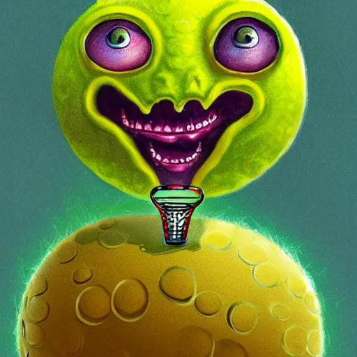 Image similar to a female tennis ball monster, digital art, fantasy, magic, trending on artstation, ultra detailed, professional illustration by Basil Gogos