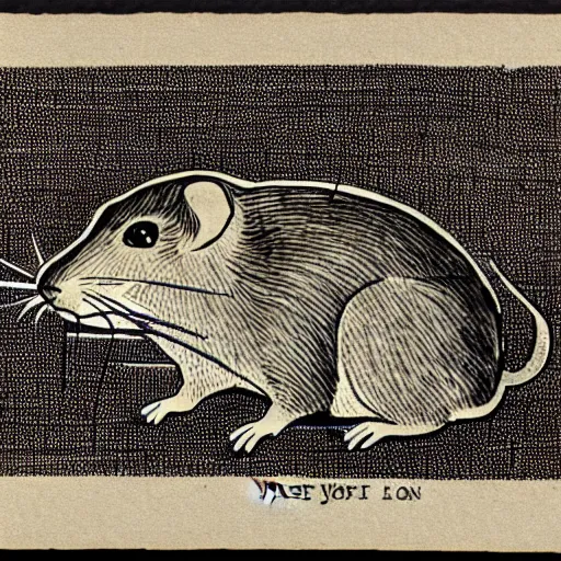 Prompt: a risograph of a rat trying to lift a rock