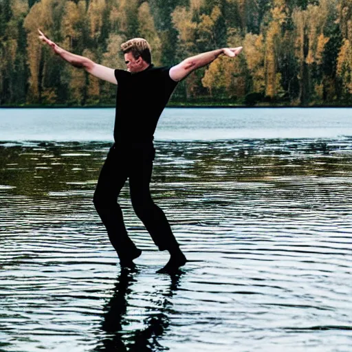 Image similar to Man dancing on the lake