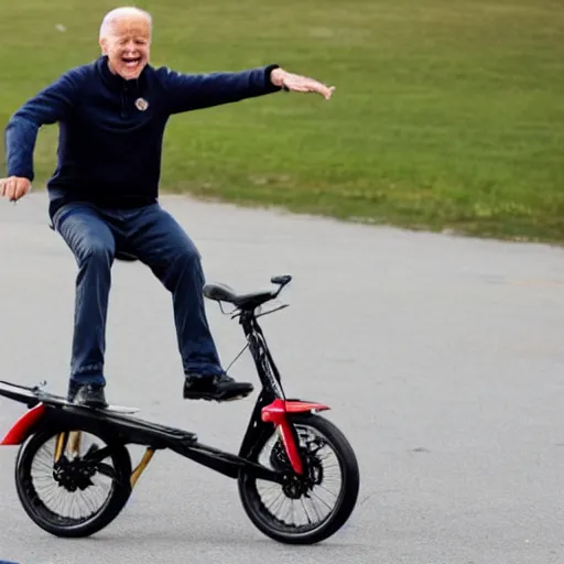 Prompt: biden riding a onewheel