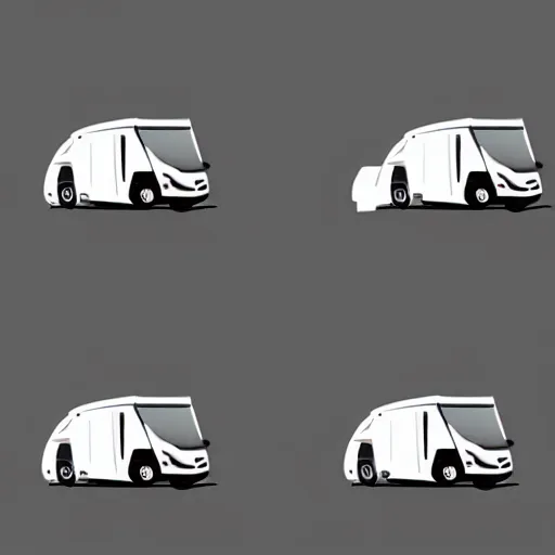 Image similar to minimal professional vector logo featuring a white and black cute thor chateau motorhome camper!, highway, mountains and sunset!!, very happy, professional colorful simple logo vector art