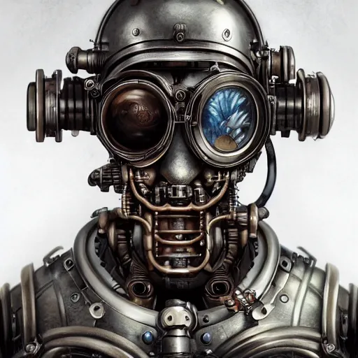 Image similar to a beautiful intricate fine art portrait photo of a a mechanical industrial steampunk cybernetic Bill Burr, by tom bagshaw and zach sutton, perfection!, milk bath photography, studio lighting, 35mm lens, very detailed, bionic, cybernetic scifi, deep depth of field, artstation, 8K, highly coherent