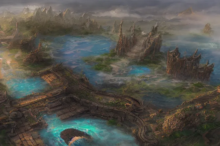 Image similar to steppe atlantis ultra detailed fantasy landscape concept art