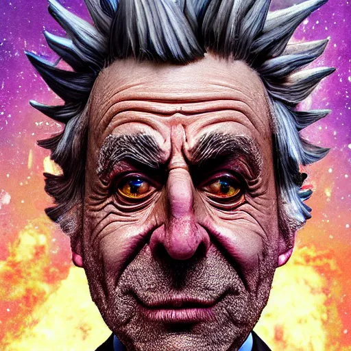 Image similar to 2 0 7 0 young rick sanchez portrait in the alien dimension : : photorealistic sci - fi detailed intricate face details ultradetailed ultra - realistic by hieronymus bosch and james jean