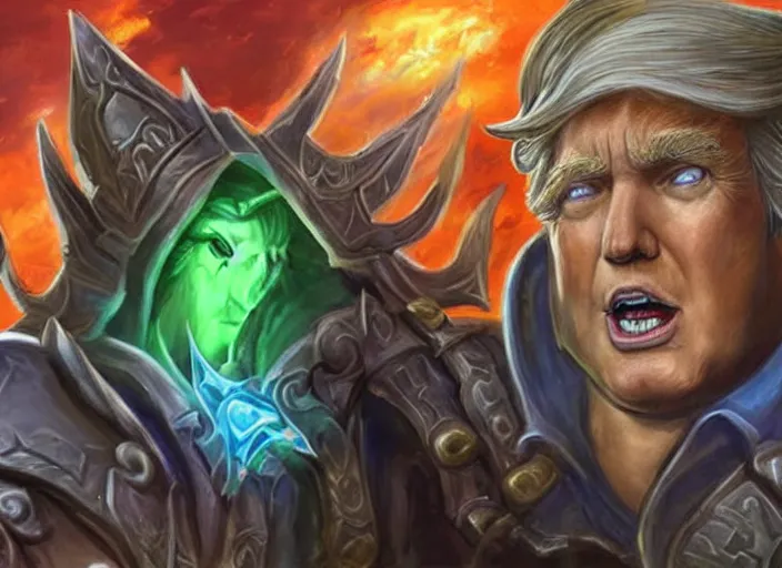 Prompt: donald trump as hero in world of warcraft