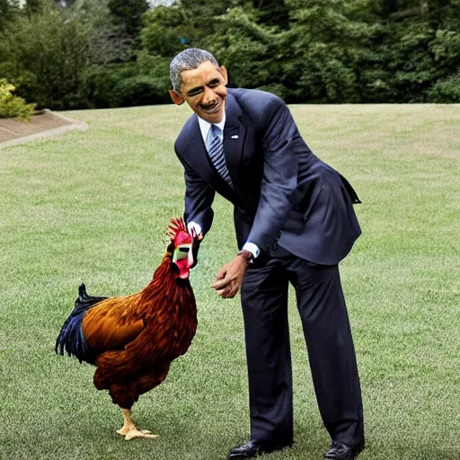 Image similar to photo of president obama holding a rooster,