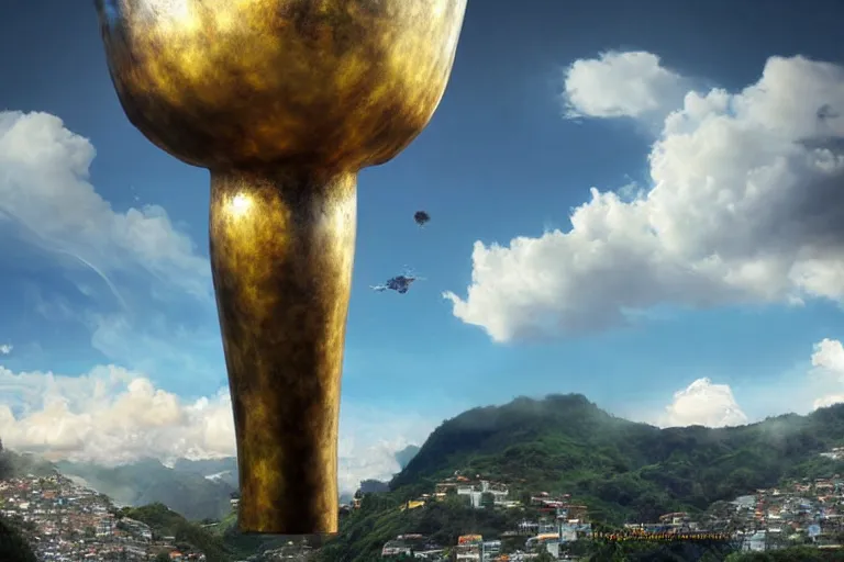 Prompt: favela tuba cloud sculpture, art nouveau environment, sunny, milky way, award winning art, epic dreamlike fantasy landscape, ultra realistic,