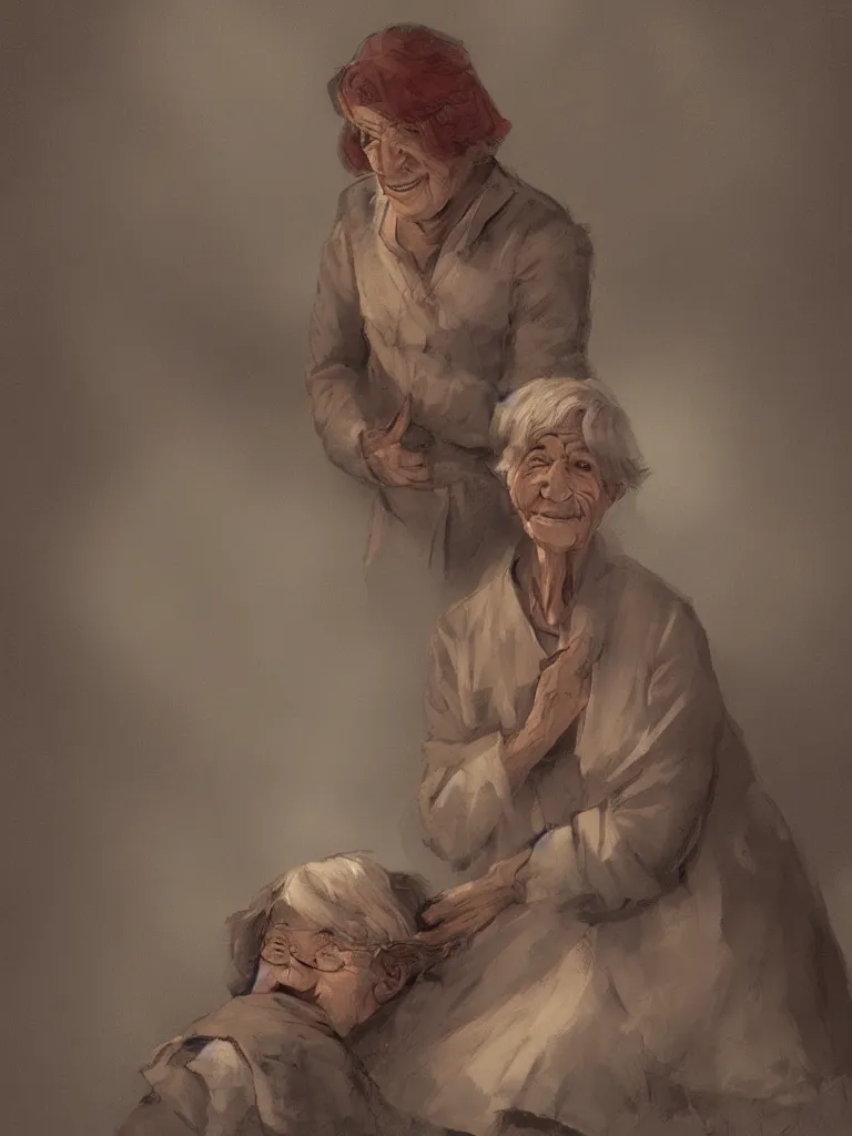 Image similar to grandmother by Disney Concept Artists, blunt borders, rule of thirds