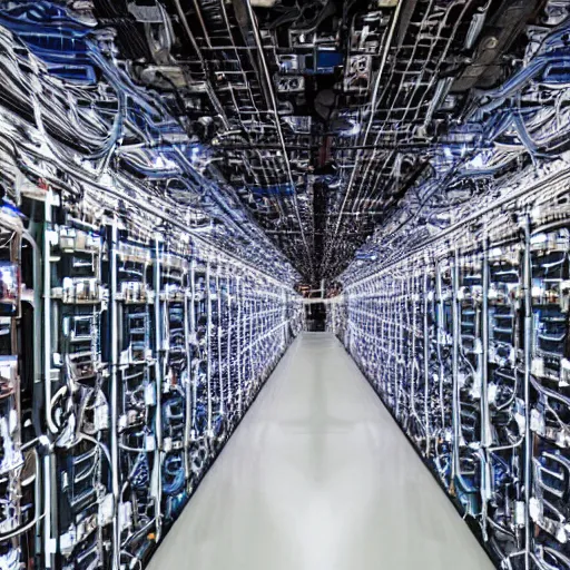 Image similar to diverse groups of humans building the insides of supercomputers, from behind, wide angle, elaborate, highly detailed, beautiful lighting