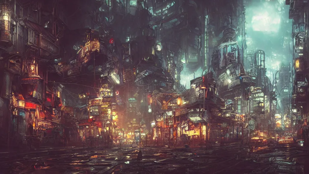 Prompt: a fantasy city built on the shell of a gargantuan hermit crab, hermit crab titan, hr giger tokyo at night cityscape, steampunk metropolis, liam wong 3 5 mm, fantasy art by jan urschel and greg rutkowski, epic fantasy art, kodachrome, 4 k uhd image