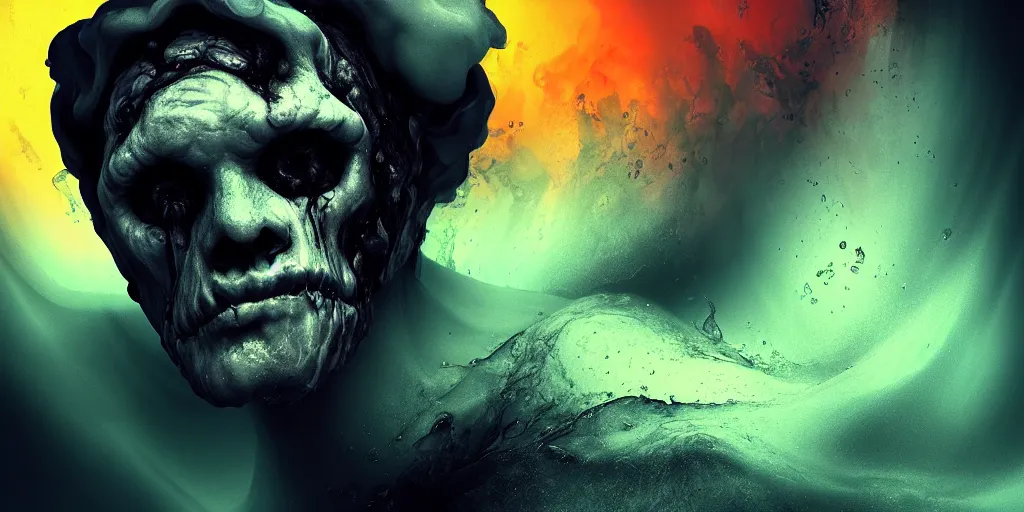 Image similar to Charon the ferryman of Hades, by Alberto Seveso, dramatic lighting, high contrast colors, panoramic view, as trending on Artstation,