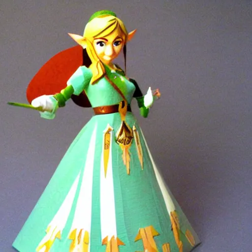 Image similar to a paper model of princess zelda, paper modeling art.