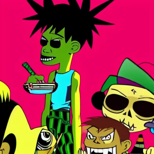 Prompt: Gorillaz cartoon, Gorillaz, 2006, Phase 2 Gorillaz, MTV cartoon, animated series screenshot