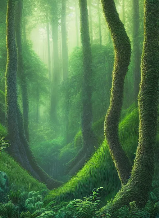 Prompt: lush forest, high detail, 4 k, clean style by john alex grey, artstation