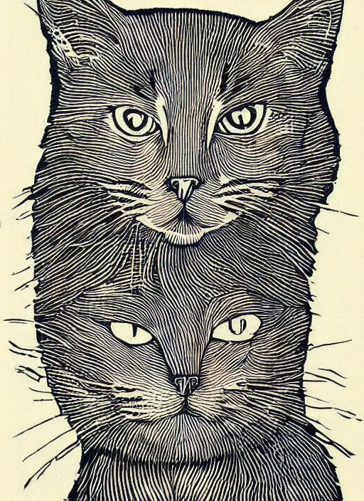 Image similar to cat woodcut print by Samuel Jessurun de Mesquita