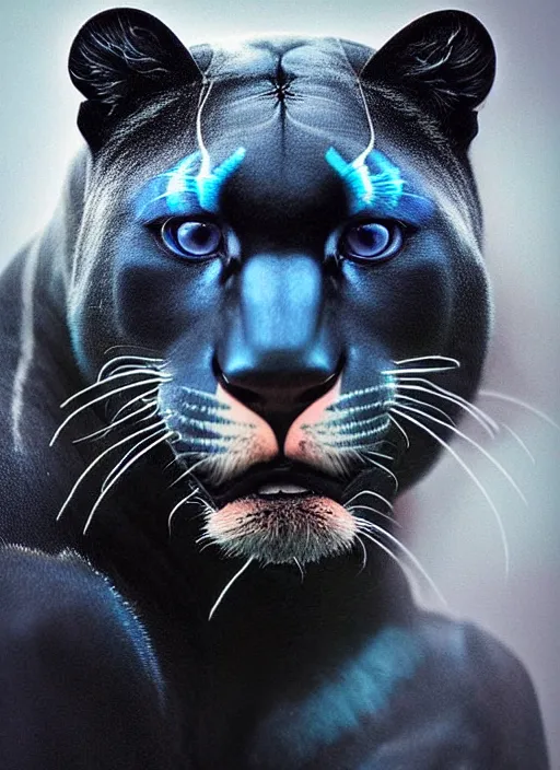 Prompt: photo of a gorgeous Beautiful wild panther made of thunders and lightnings , face painting, in the style of stefan kostic, wild, realistic, sharp focus, 8k high definition, insanely detailed, intricate, elegant, art by stanley lau and artgerm