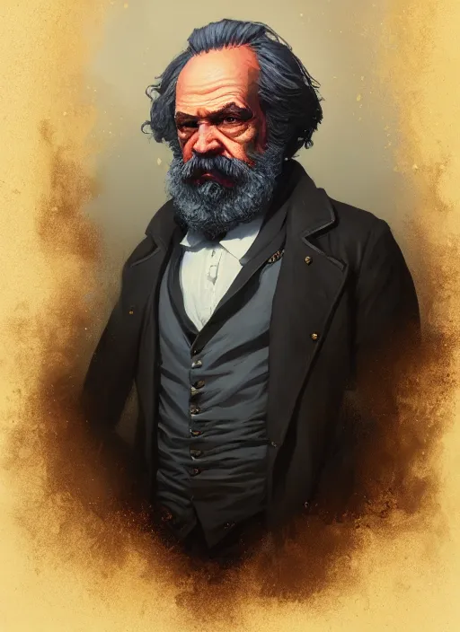 Image similar to highly detailed portrait karl marx in gta v, stephen bliss, unreal engine, fantasy art by greg rutkowski, loish, rhads, ferdinand knab, makoto shinkai and lois van baarle, ilya kuvshinov, rossdraws, tom bagshaw, global illumination, radiant light, detailed and intricate environment