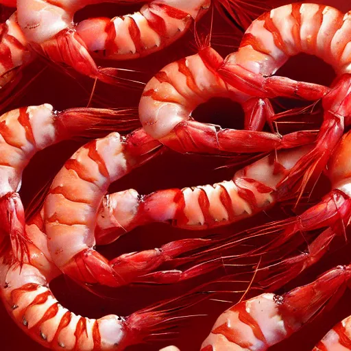 Prompt: red shrimp as nightmare monster, dream - like, 4 k