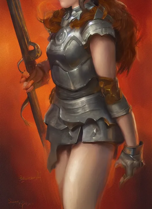 Image similar to beautiful female dorothy gale, milla jovovich as dorothy, full body character concept, armor, super powers, fantasy, intricate, elegant, highly detailed, digital painting, artstation, concept art, shining, sharp focus, illustration, art by stanley lau