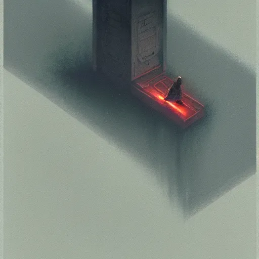 Image similar to detailed concept art of an ominous floating object in an empty room in a muted color palette, trending on artstation, award - winning video game concept art by jim burns and greg rutkowski, beksinski, a sci - fi concept art masterpiece, james gilleard, bruegel, alphonse mucha, and yoshitaka amano.