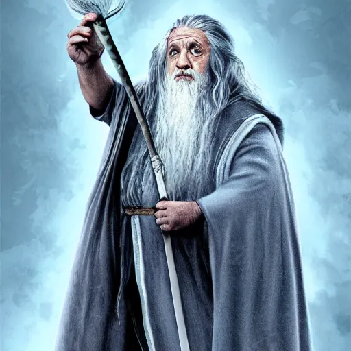 Prompt: danny devito as gandalf the white, lord of the rings, full body, high quality, wide angle, illustration, digital art