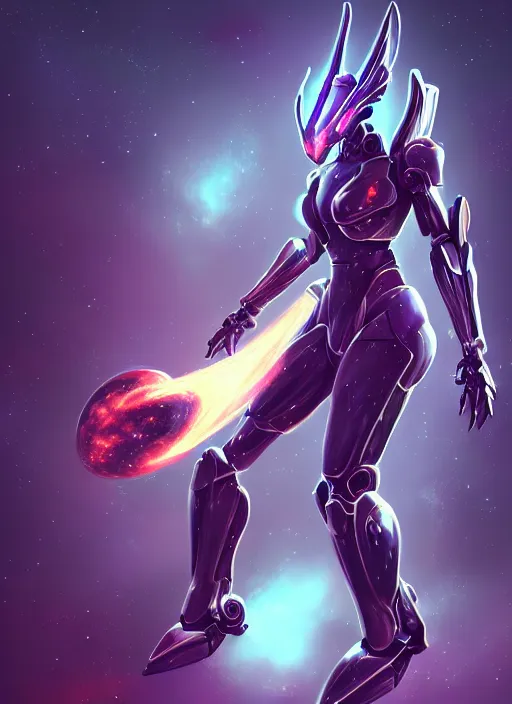 Image similar to cinematic goddess shot, cosmic sized perfectly proportioned stunning beautiful hot anthropomorphic robot mecha female dragon, in space, nebula sized, larger than galaxies, galaxy floating in palm, sleek silver armor, epic proportions, epic size, epic scale, digital art, furry art, macro art, dragon art, giantess art, warframe fanart, furaffinity, deviantart