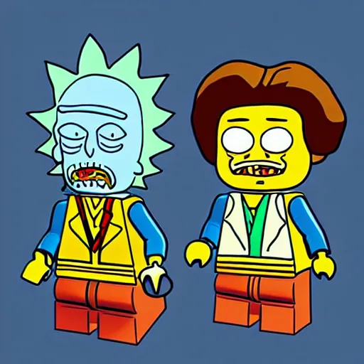 Image similar to rick and morty as lego