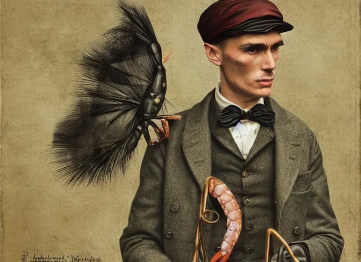 Image similar to thomas shelby as a shrimp, lowbrow, matte painting, 3 - d highly detailed, in the style of mark ryden,