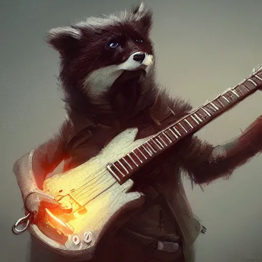 Image similar to badger touch guitar , digital Art, Greg rutkowski, Trending cinematographic artstation